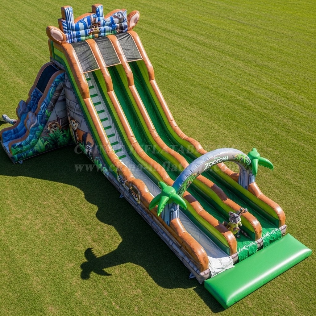 T8-8839 Zootopia Theme Inflatable Dry Slide
