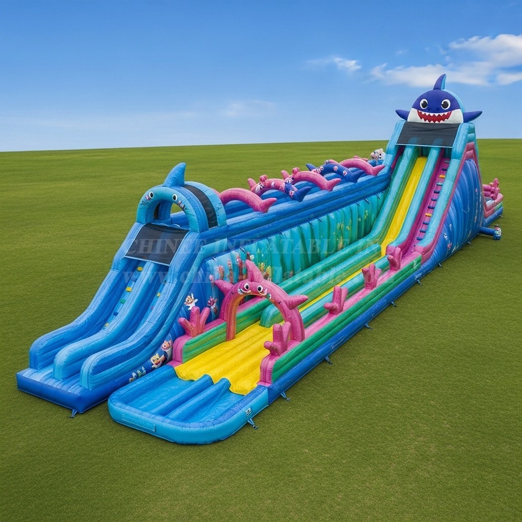 T8-8953 Baby Shark Inflatable Water Slide