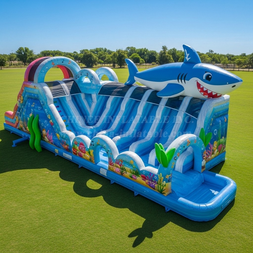 T8-8983 Shark Inflatable Water Slide