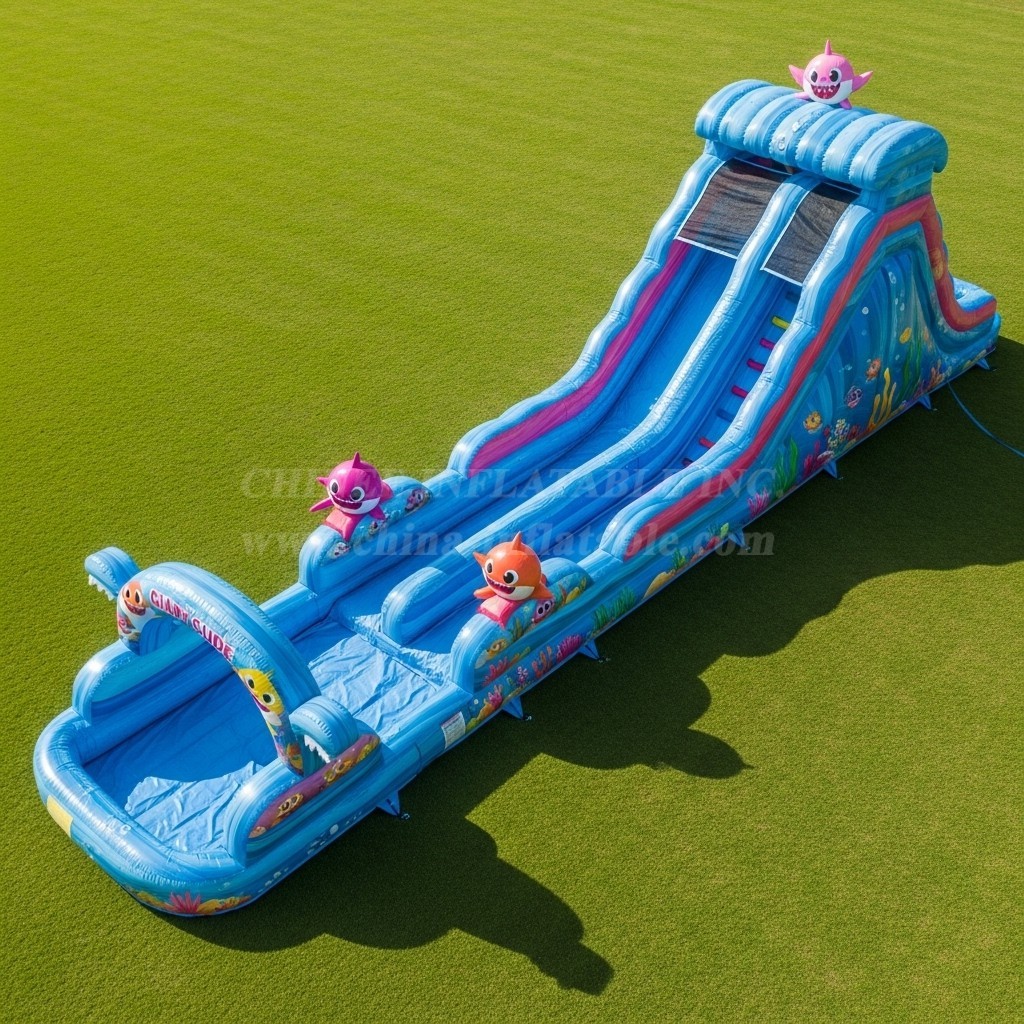 T8-9001 Baby Shark Inflatable Water Slide