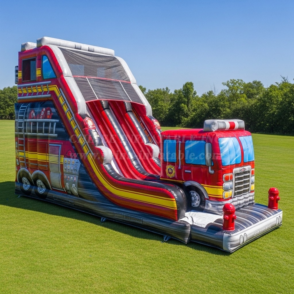T8-9018 Firetruck Inflatable Slide