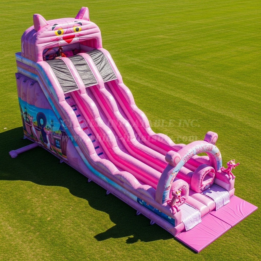 T8-9064 Pink Panther Inflatable Slide