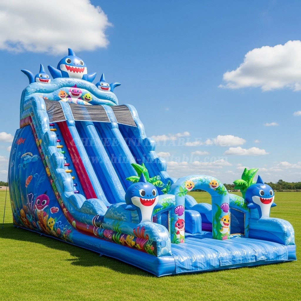 T8-9072 Baby Shark Inflatable Slide