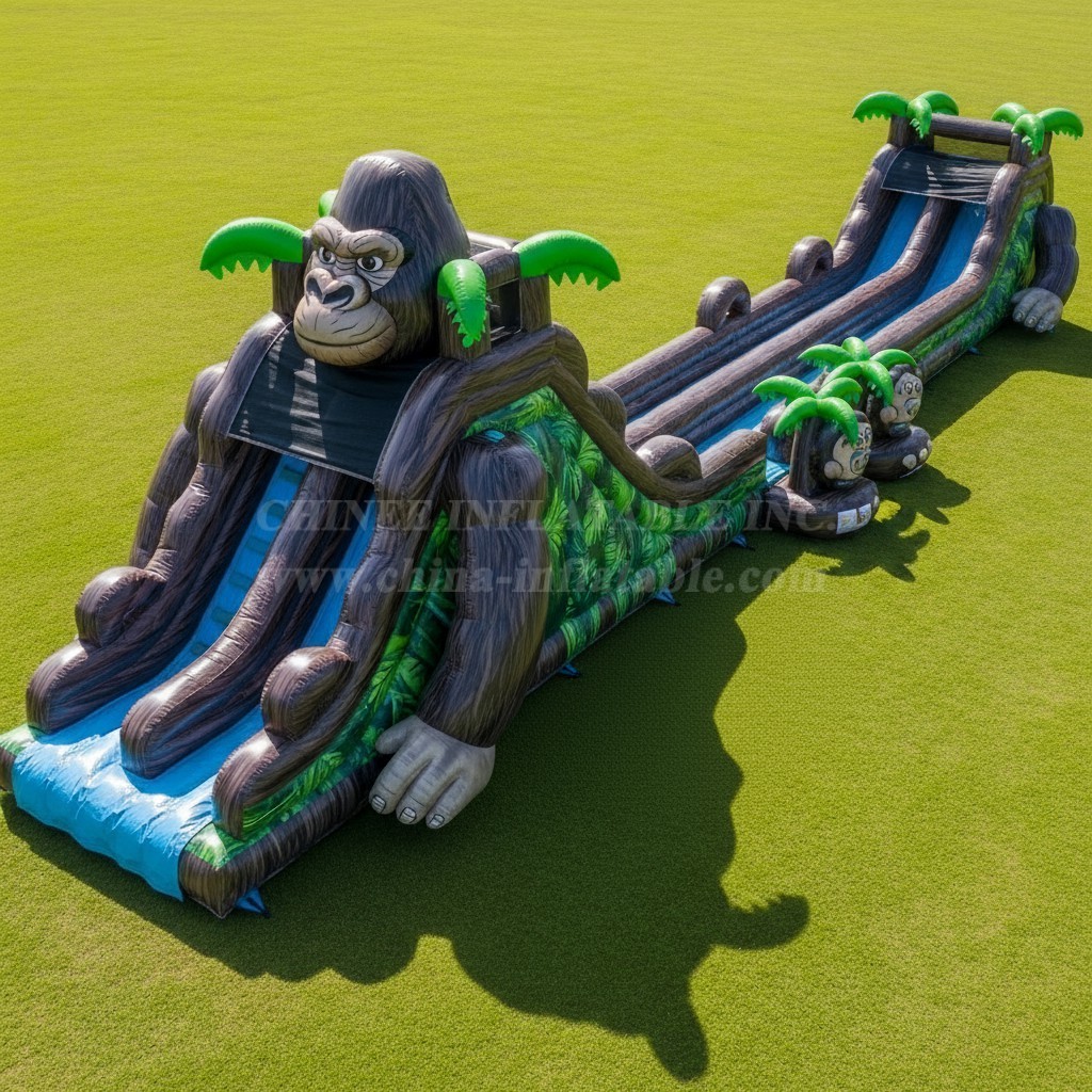 T8-9137 Gorilla Theme Inflatable Slide