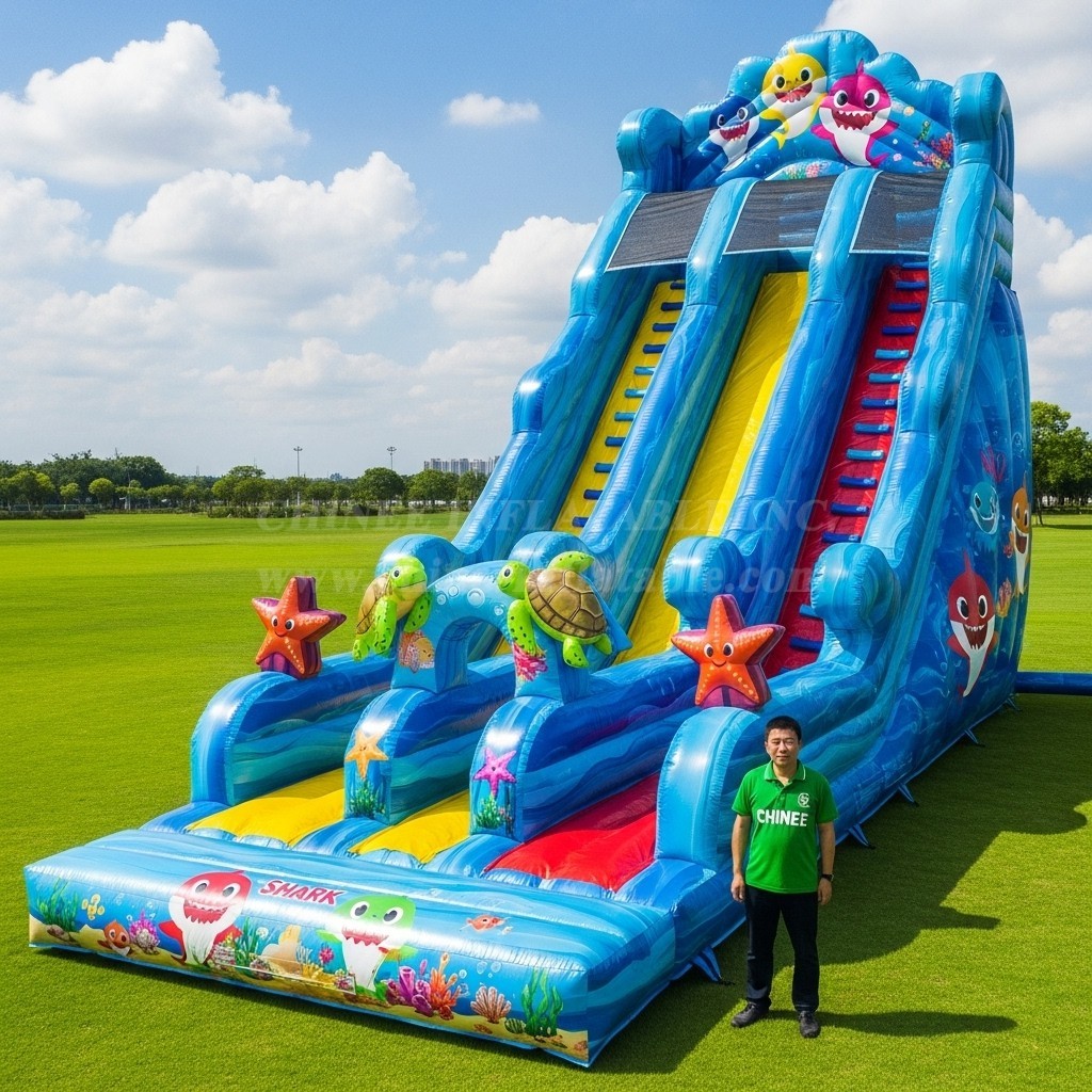 T8-9142 Baby Shark Inflatable Slide