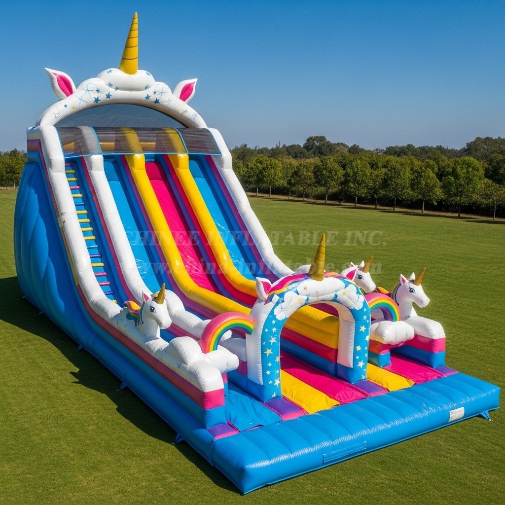 T8-9150 Rainbow  Unicorn Inflatable Slide