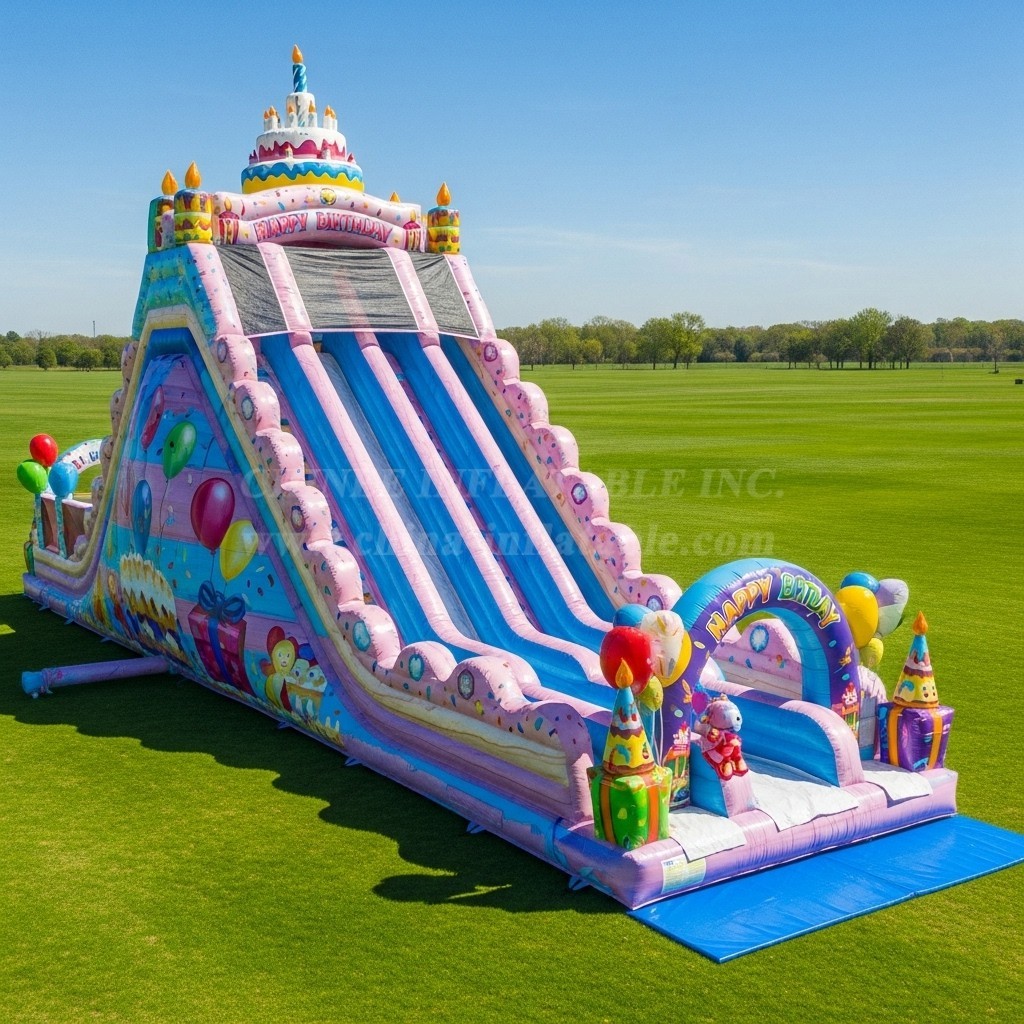 T8-9175 Birthday Theme Inflatable Slide