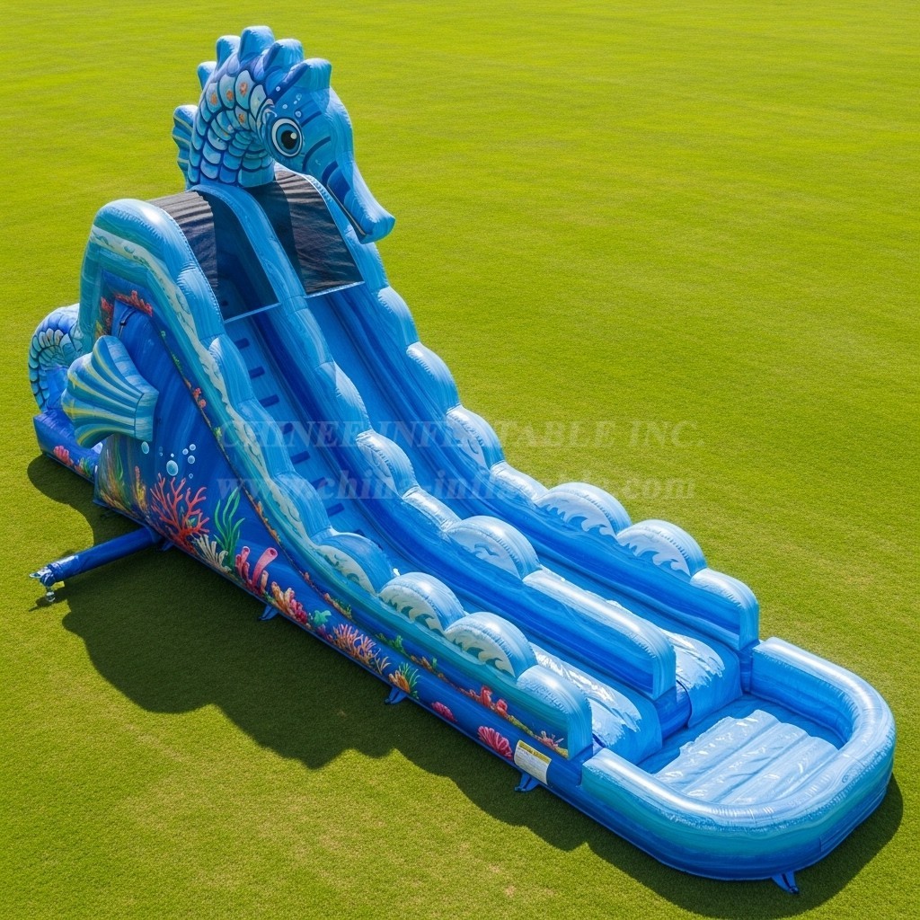 T8-9203 Seahorse Theme Inflatable Water Slide
