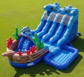 T8-9215 Ocean Dolphin Inflatable Water Slide