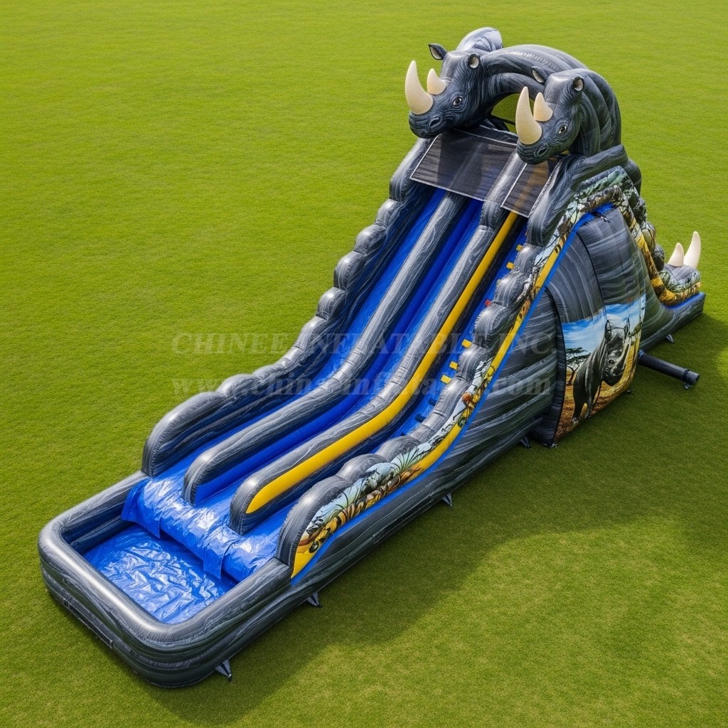 T8-9224 Rhino Theme Inflatable Water Slide