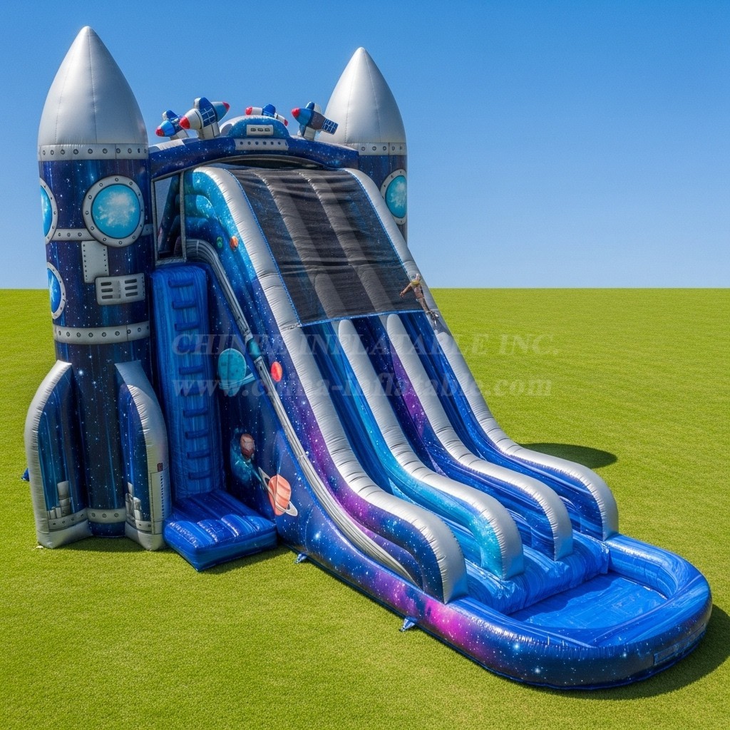 T8-9254 Space Rocket Inflatable Water Slide
