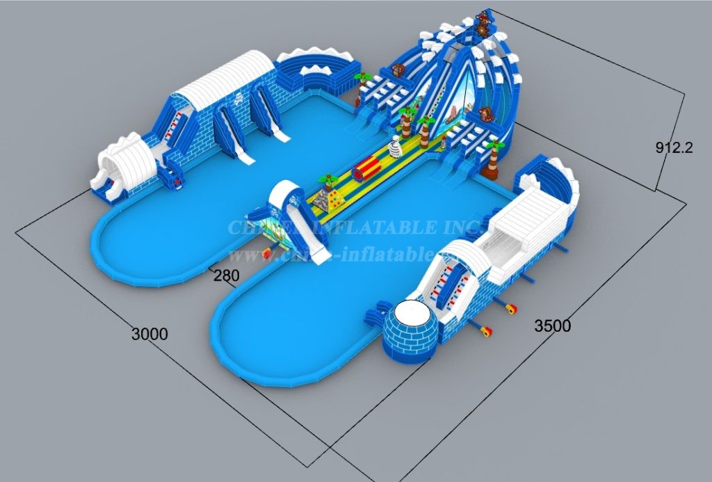 Pool2-815 Pirates Theme Inflatable Water Park Complex with Giant Slides & Pools