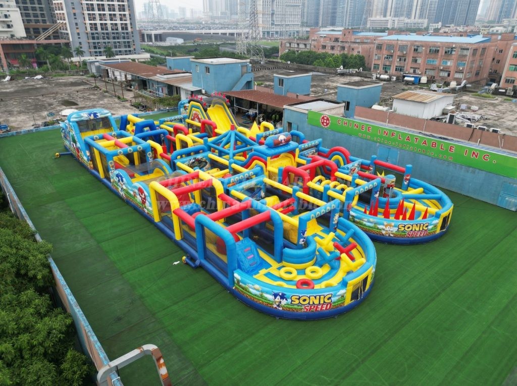 CR2-118 Sonic Theme Challenging Run Giant Inflatable Obstacle Courses
