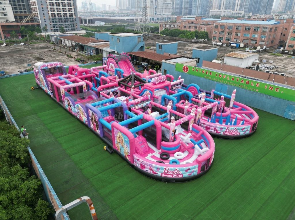 CR2-12 Barbie Theme Challenging Run Giant Inflatable Obstacle Courses