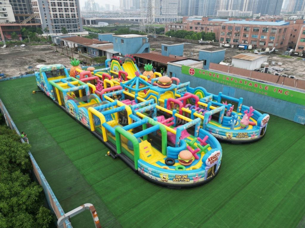 CR2-127 SpongeBob Theme Challenging Run Giant Inflatable Obstacle Courses