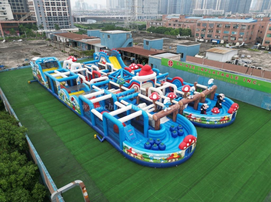 CR2-153 The Smurfs Theme Challenging Run Giant Inflatable Obstacle Courses