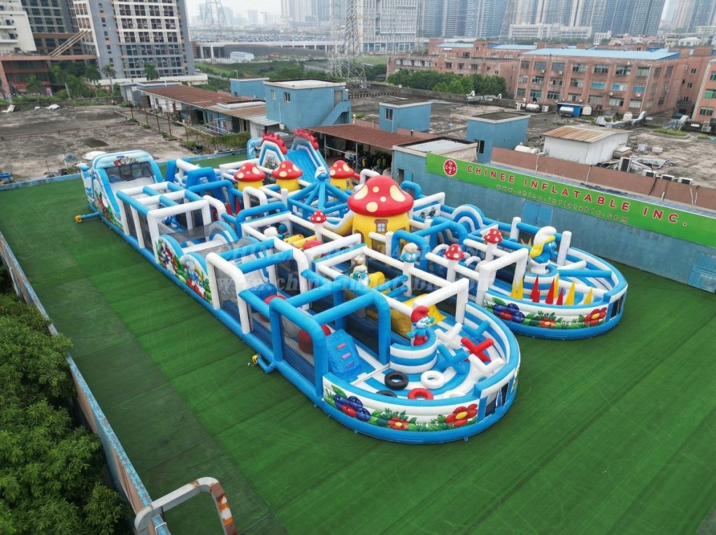 CR2-154 The Smurfs Theme Challenging Run Giant Inflatable Obstacle Courses