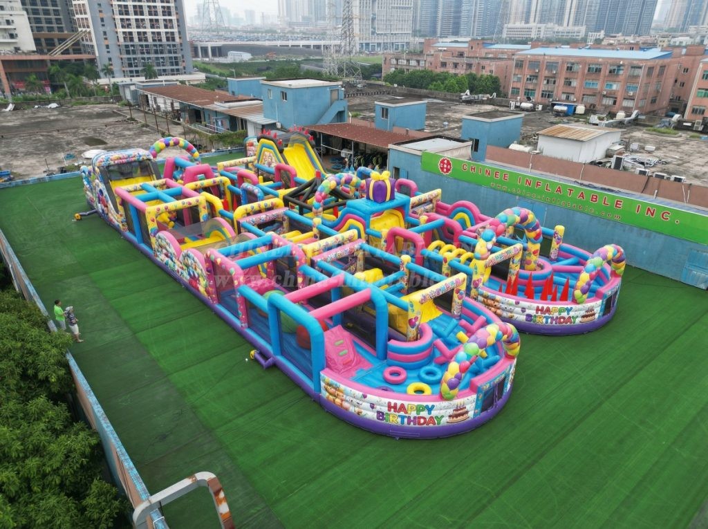 CR2-177 Birthdays Theme Challenging Run Giant Inflatable Obstacle Courses