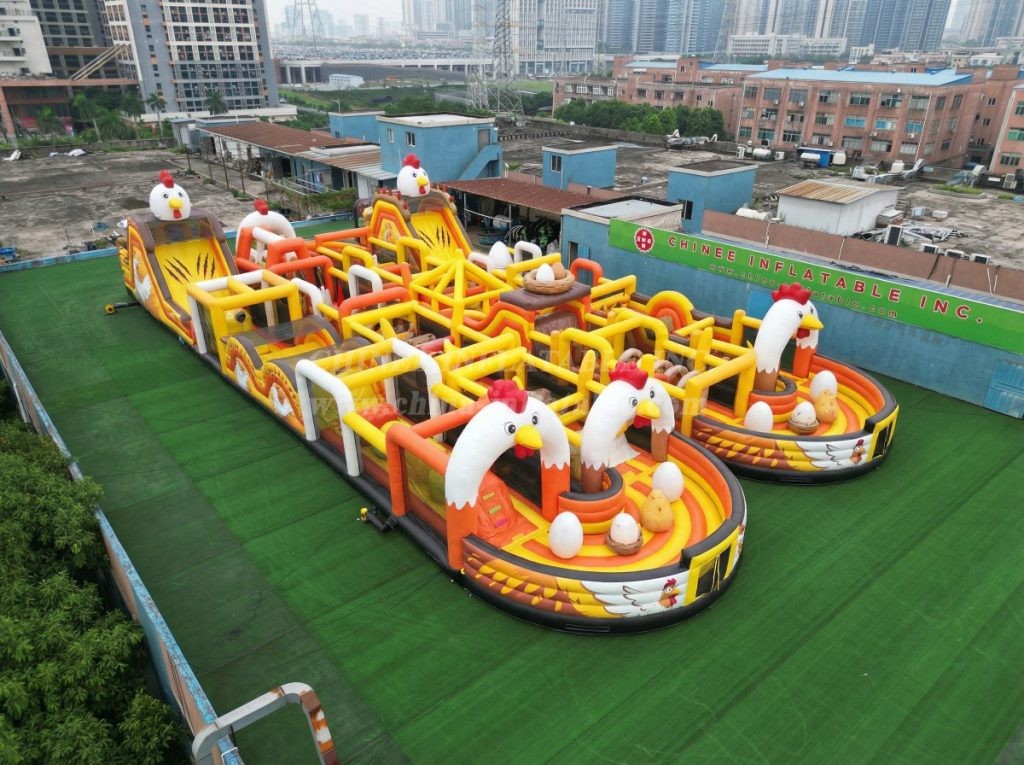 CR2-181 Chicken Theme Challenging Run Giant Inflatable Obstacle Courses