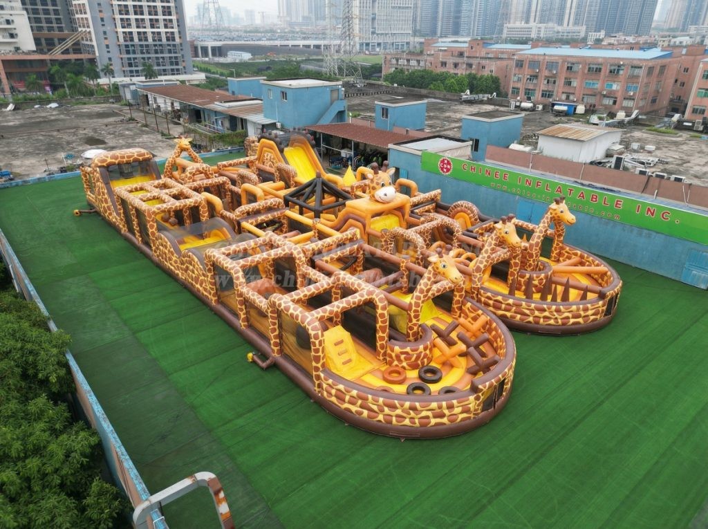 CR2-196 Giraffe Theme Challenging Run Giant Inflatable Obstacle Courses