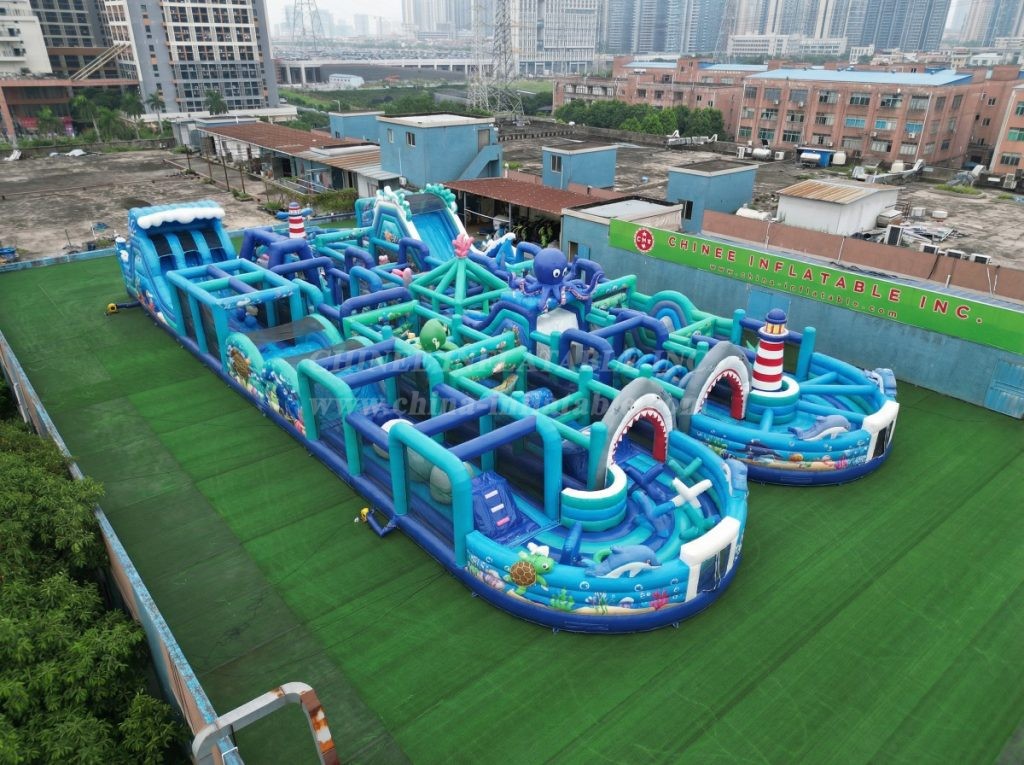 CR2-216 Ocean Theme Challenging Run Giant Inflatable Obstacle Courses