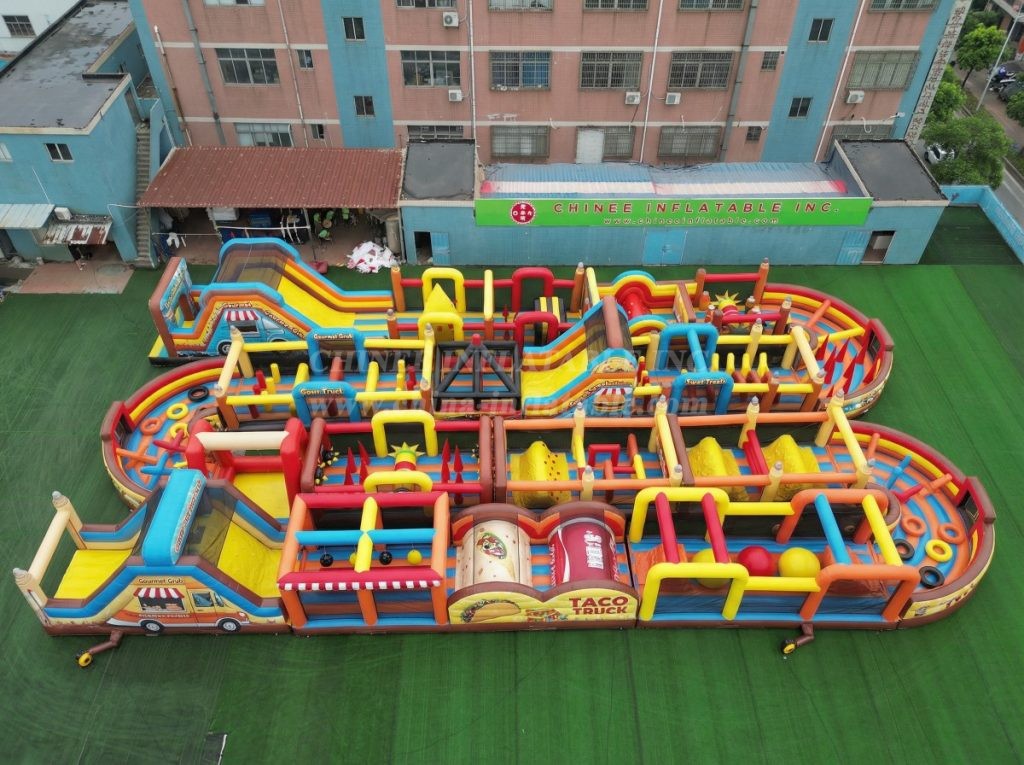 CR2-296 Food Trucks Theme Challenging Run Giant Inflatable Obstacle Courses