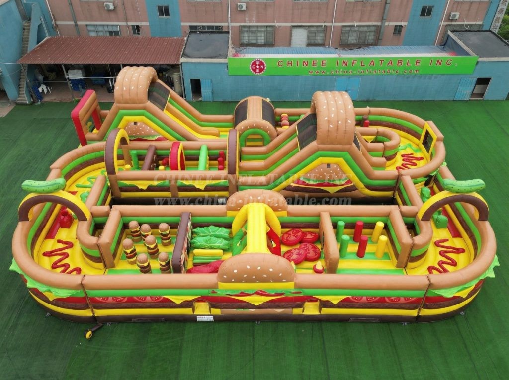 CR2-303 Hamburger Theme Challenging Run Giant Inflatable Obstacle Courses