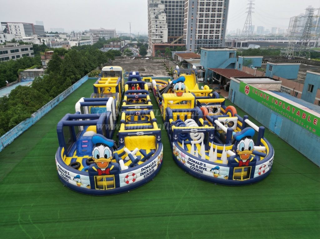 CR2-346 Donald Duck Theme Challenging Run Giant Inflatable Obstacle Courses