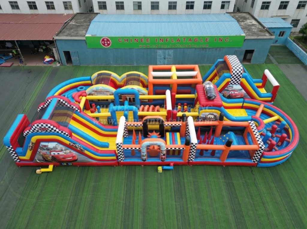CR2-369 Cars Theme Challenging Run Giant Inflatable Obstacle Courses