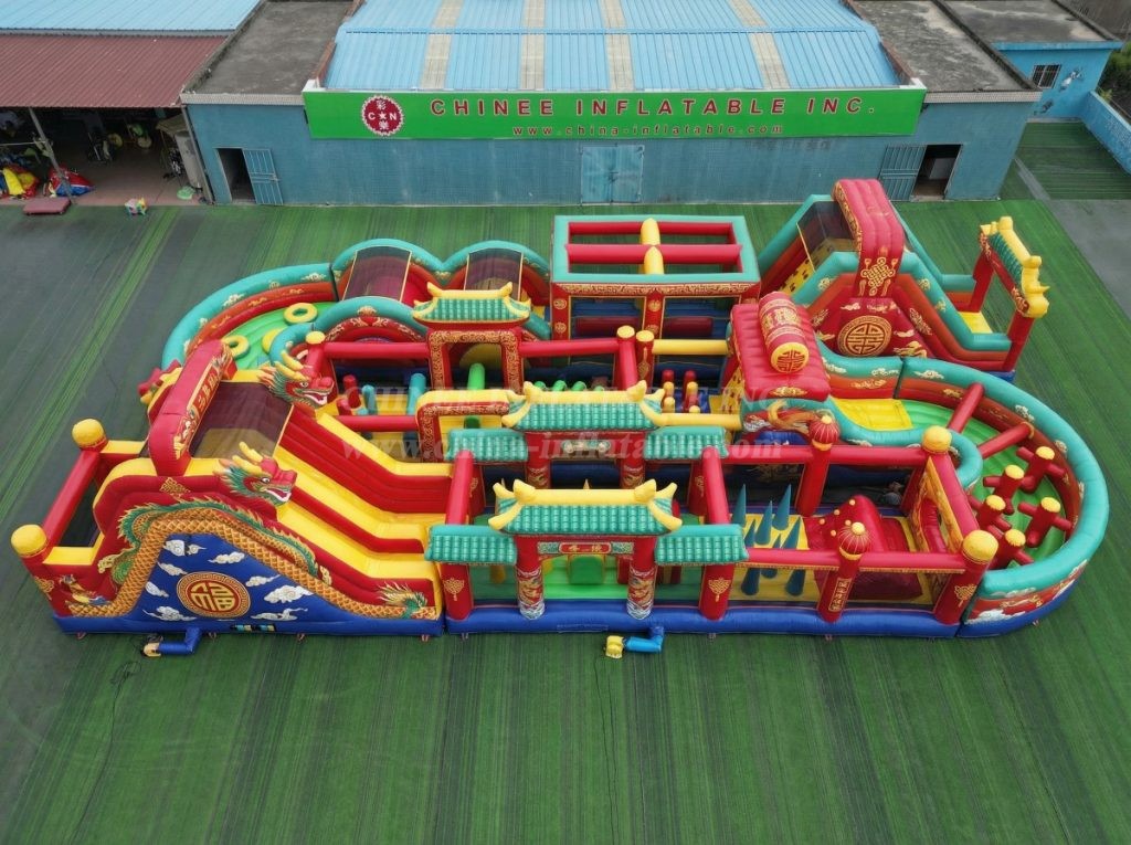 CR2-370 Chinese Style Theme Challenging Run Giant Inflatable Obstacle Courses