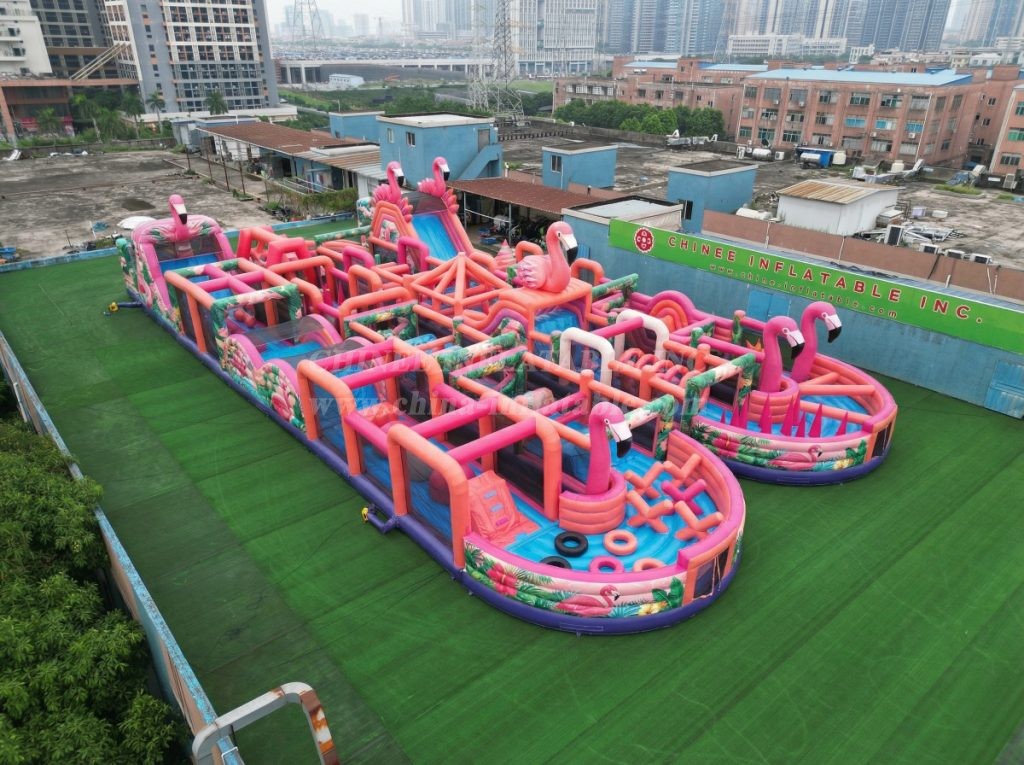 CR2-40 Flamingo Theme Challenging Run Giant Inflatable Obstacle Courses