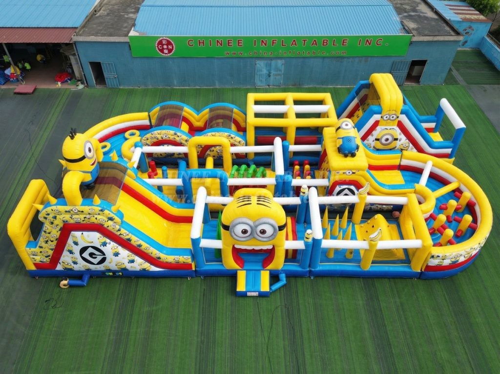CR2-410 Minions Theme Challenging Run Giant Inflatable Obstacle Courses