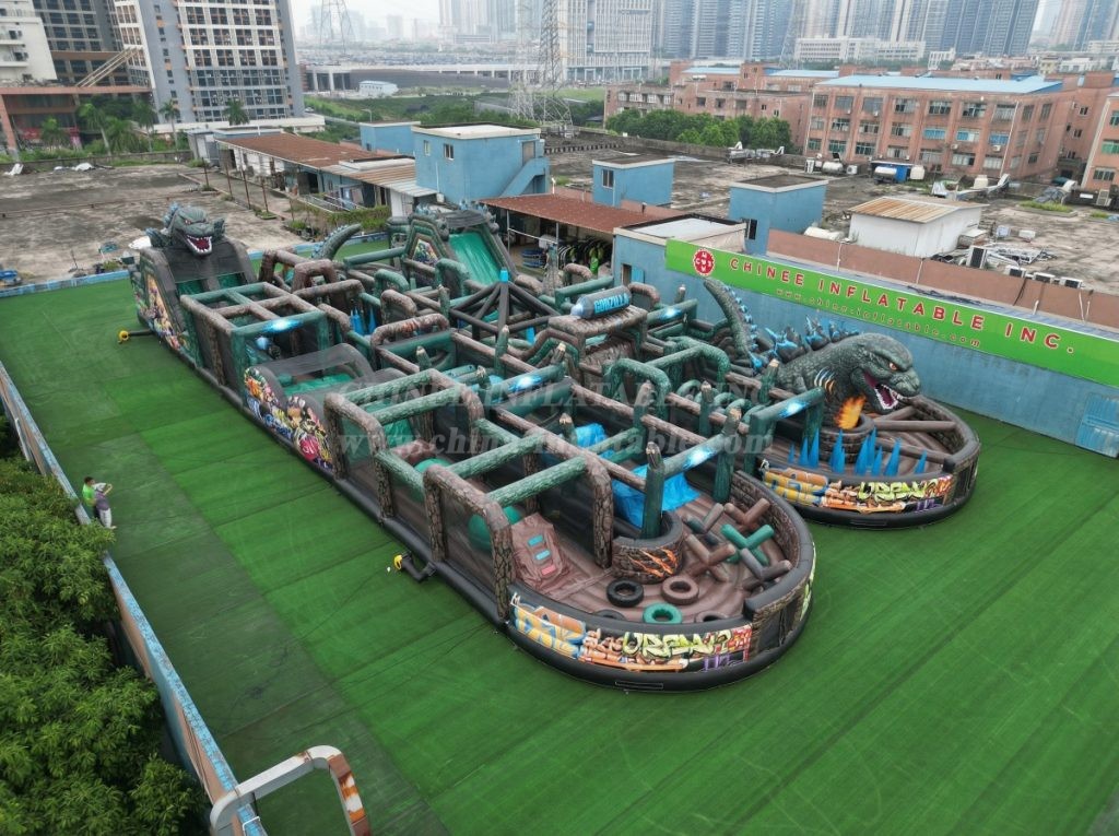 CR2-51 Godzilla Theme Challenging Run Giant Inflatable Obstacle Courses