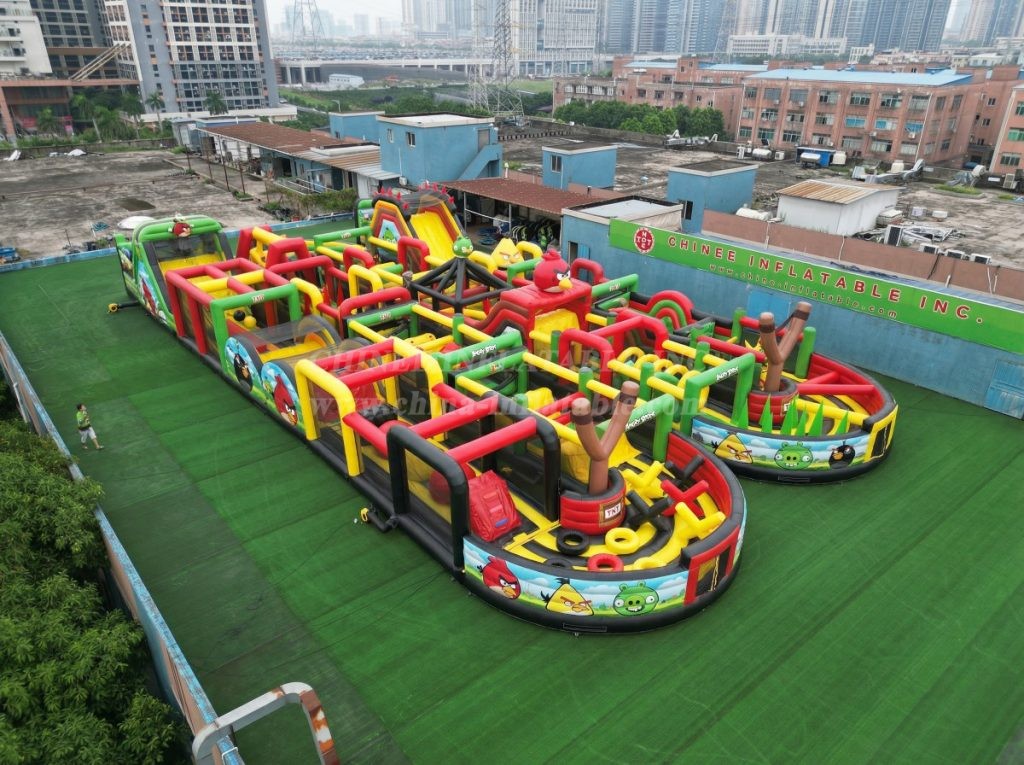 CR2-8 Angry Birds Theme Challenging Run Giant Inflatable Obstacle Courses
