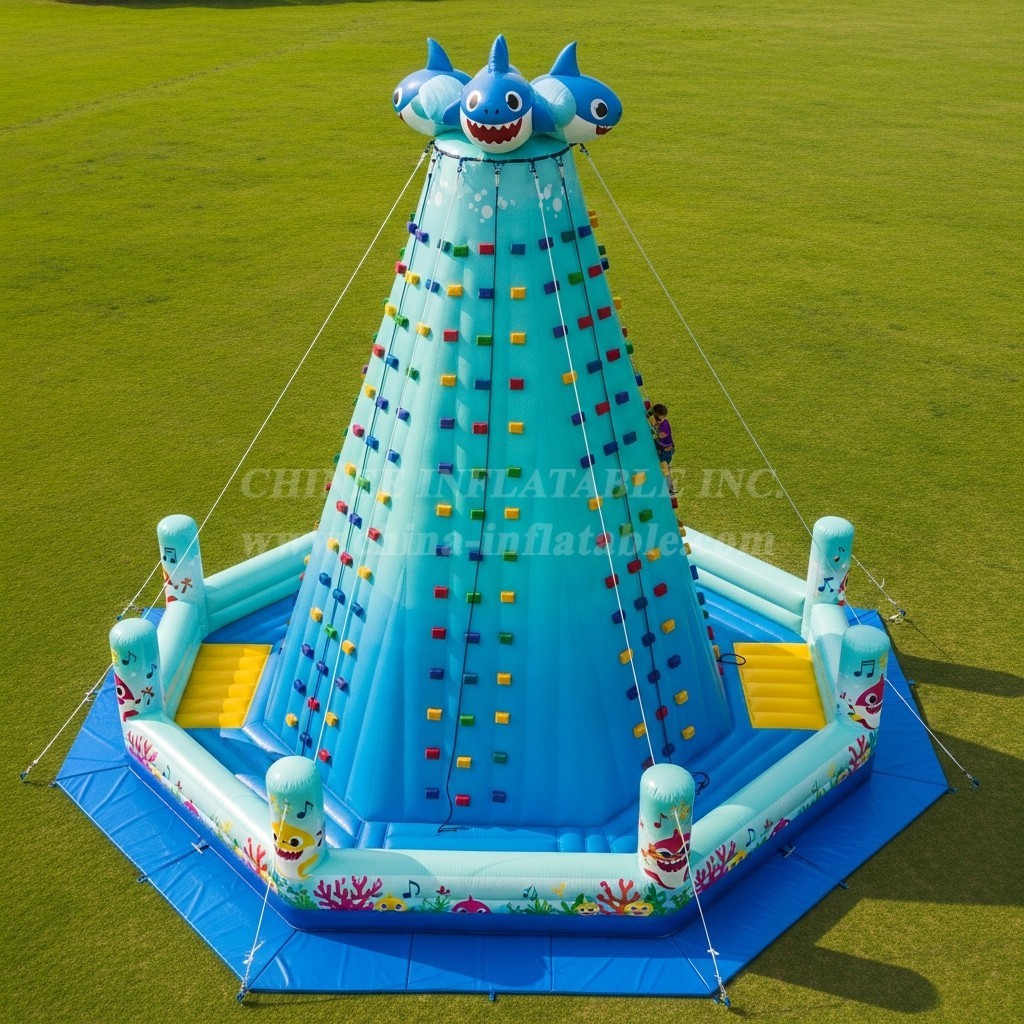 T11-4134 Baby Shark Theme Inflatable Climbing Wall