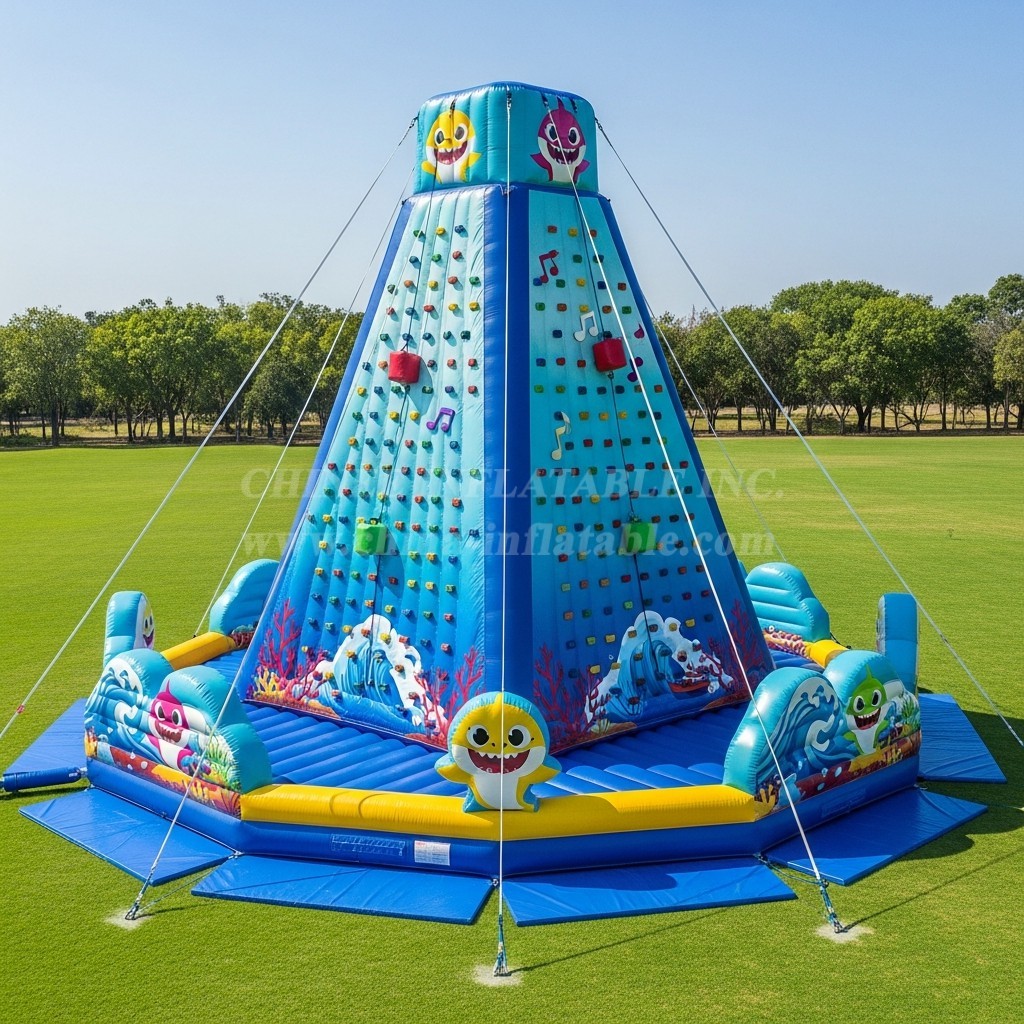 T11-4135 Baby Shark Theme Inflatable Climbing Wall
