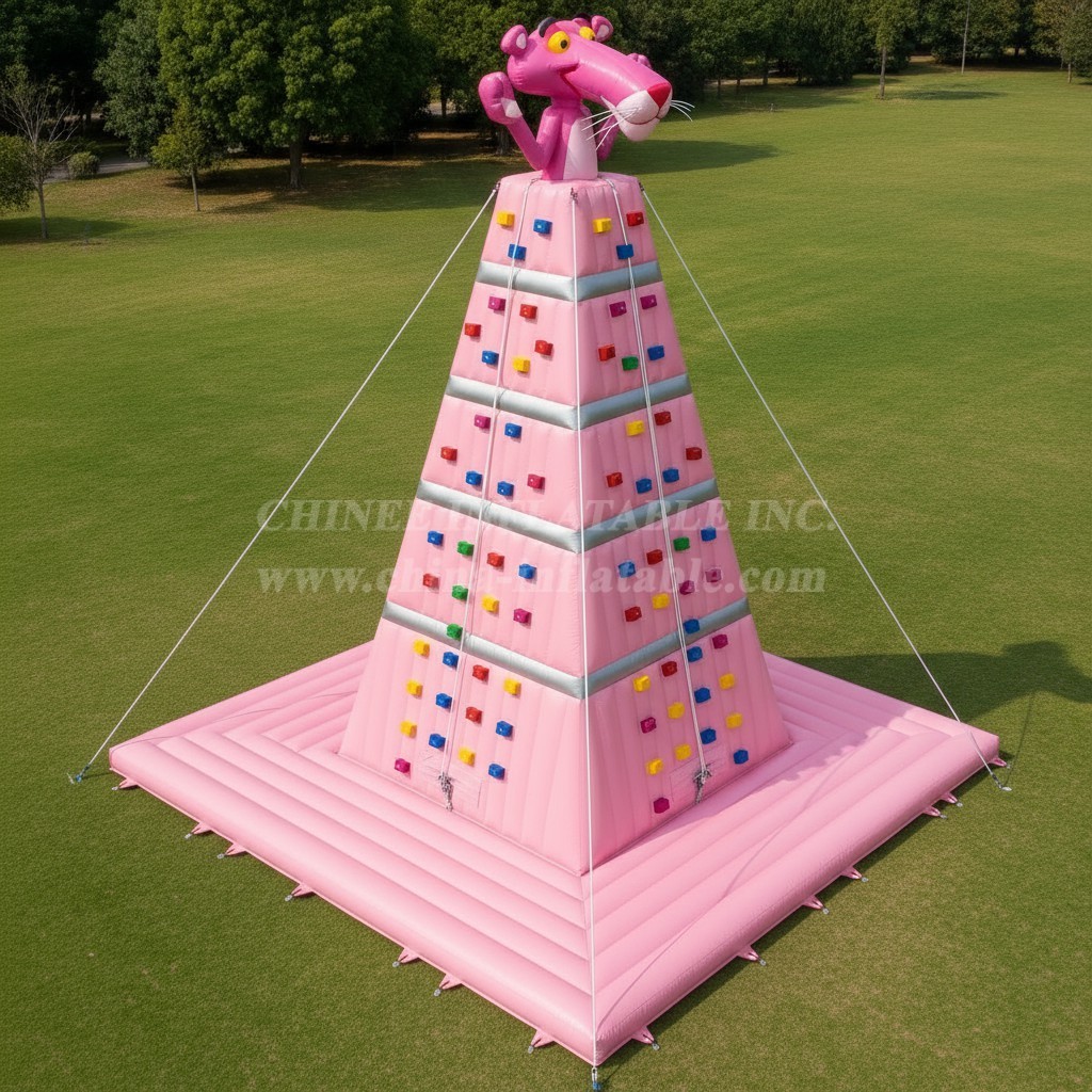T11-4325 Pink Panther Theme Inflatable Climbing Wall