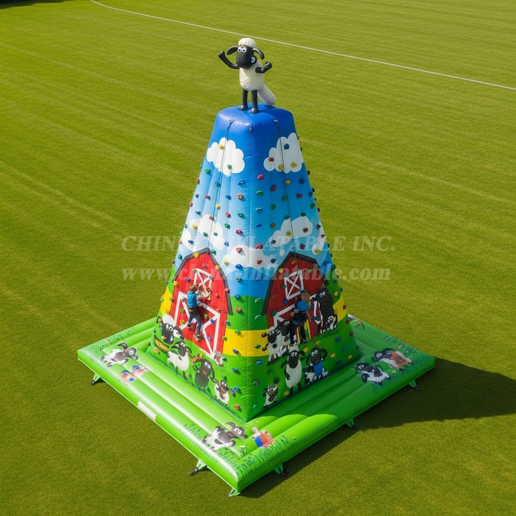 T11-4362 Shaun the Sheep Theme Inflatable Climbing Wall