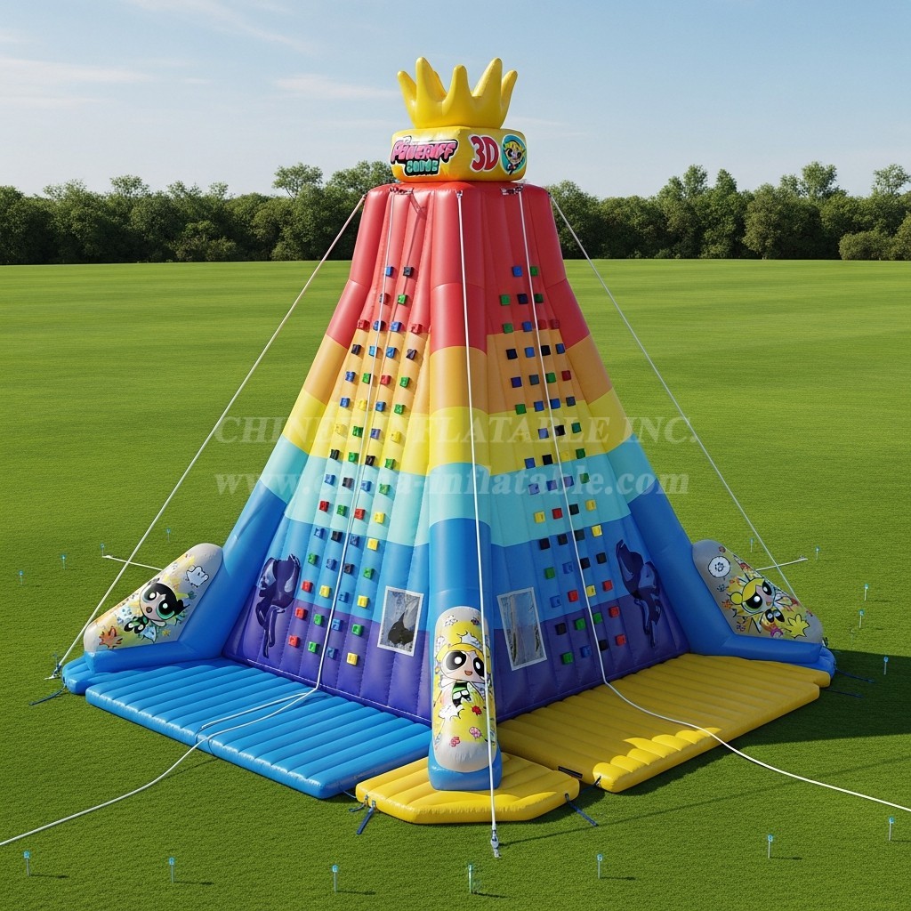T11-4436 The Powerpuff Girls Theme Inflatable Climbing Wall