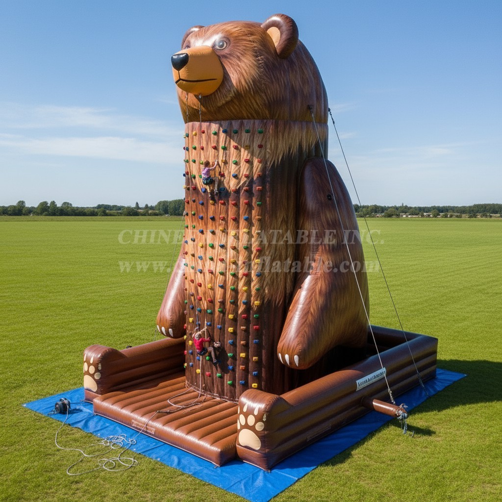 T11-4504 Bear Theme Inflatable Climbing Wall