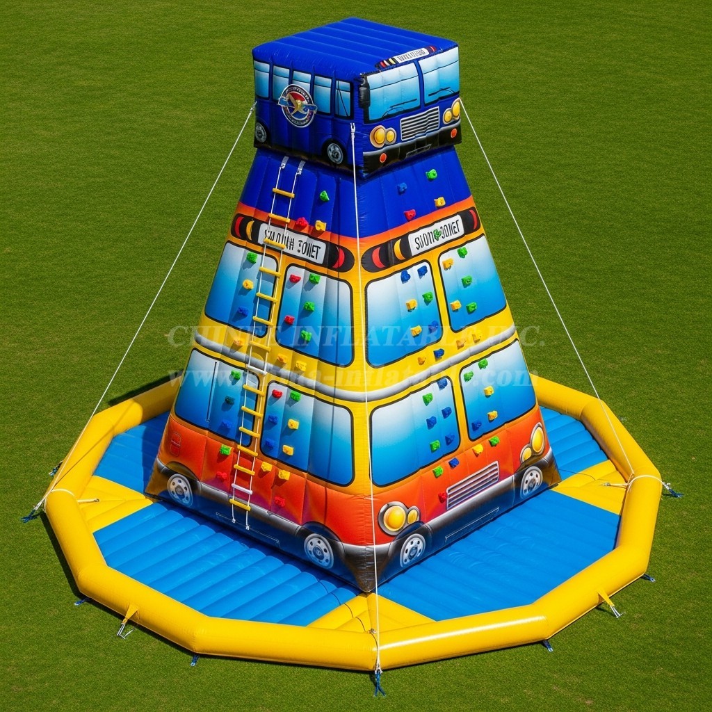 T11-4513 Bus Theme Inflatable Climbing Wall