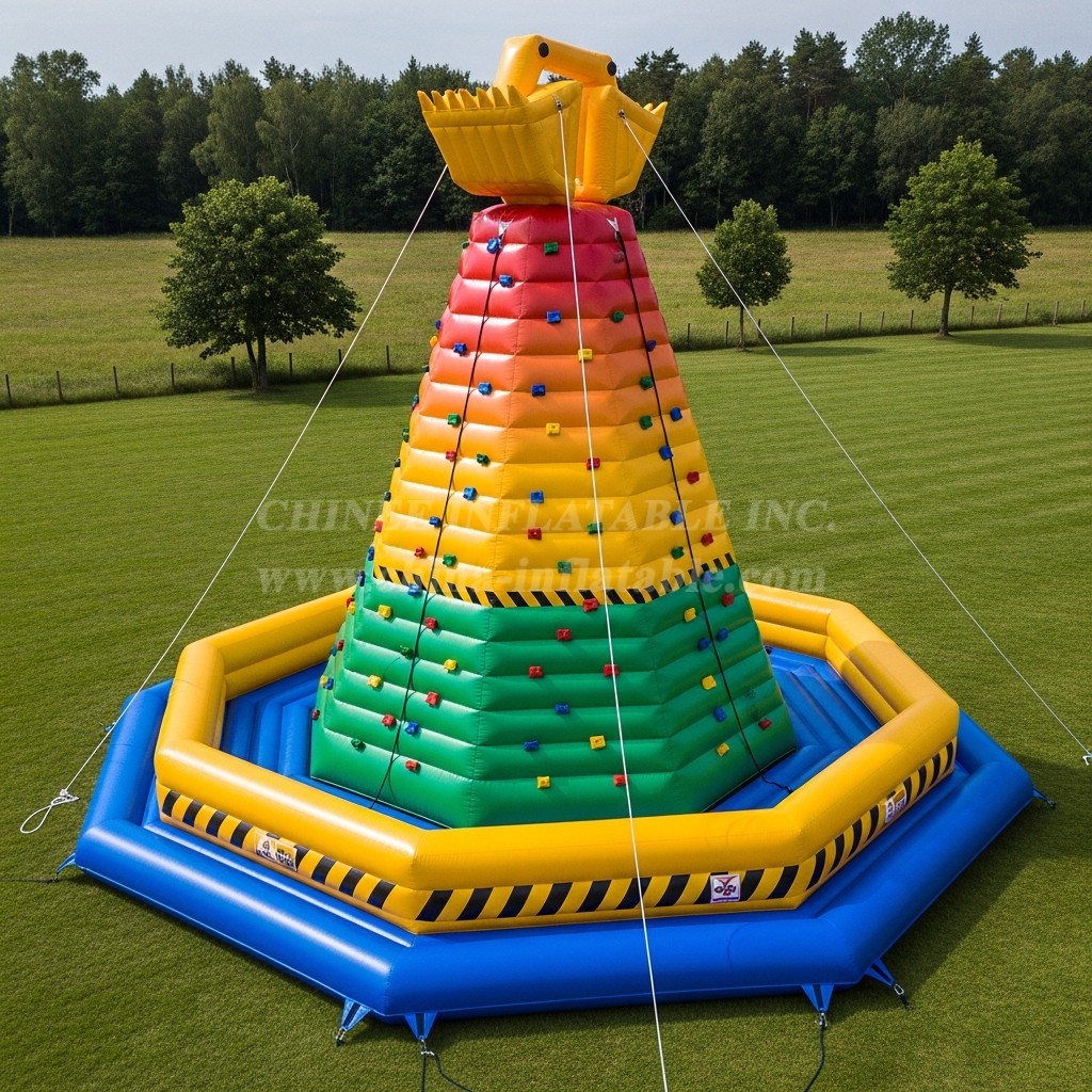 T11-4585 Excavator Theme Inflatable Climbing Wall