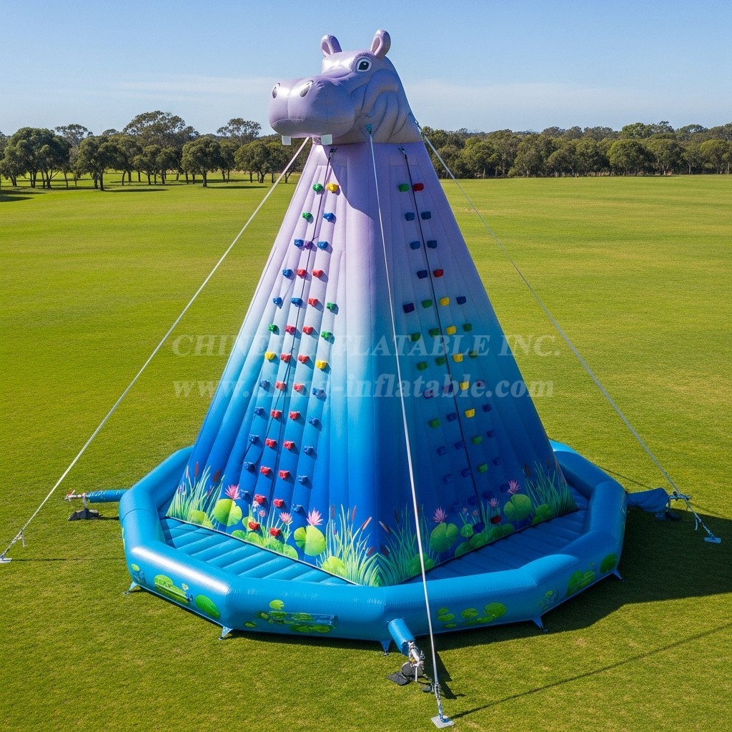 T11-4614 Hippo Theme Inflatable Climbing Wall