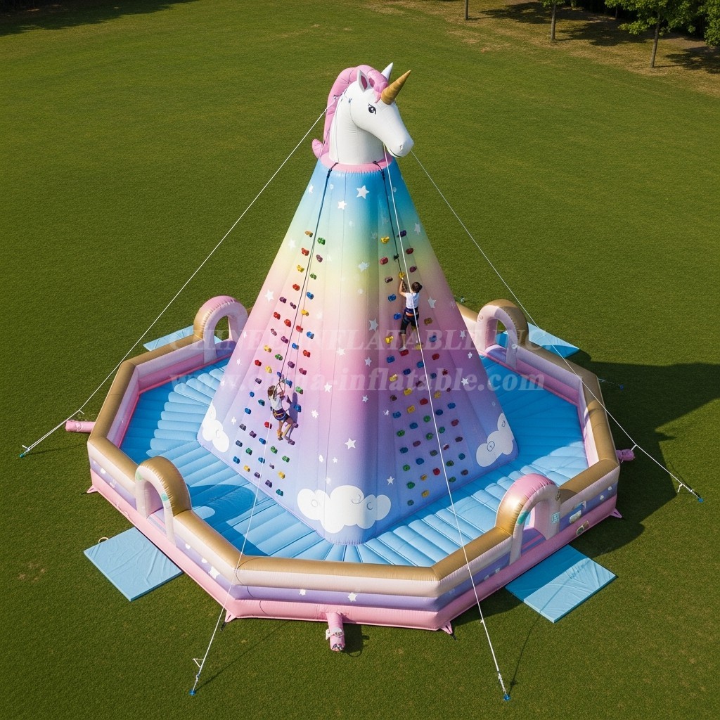 T11-4718 Unicorn Theme Inflatable Climbing Wall