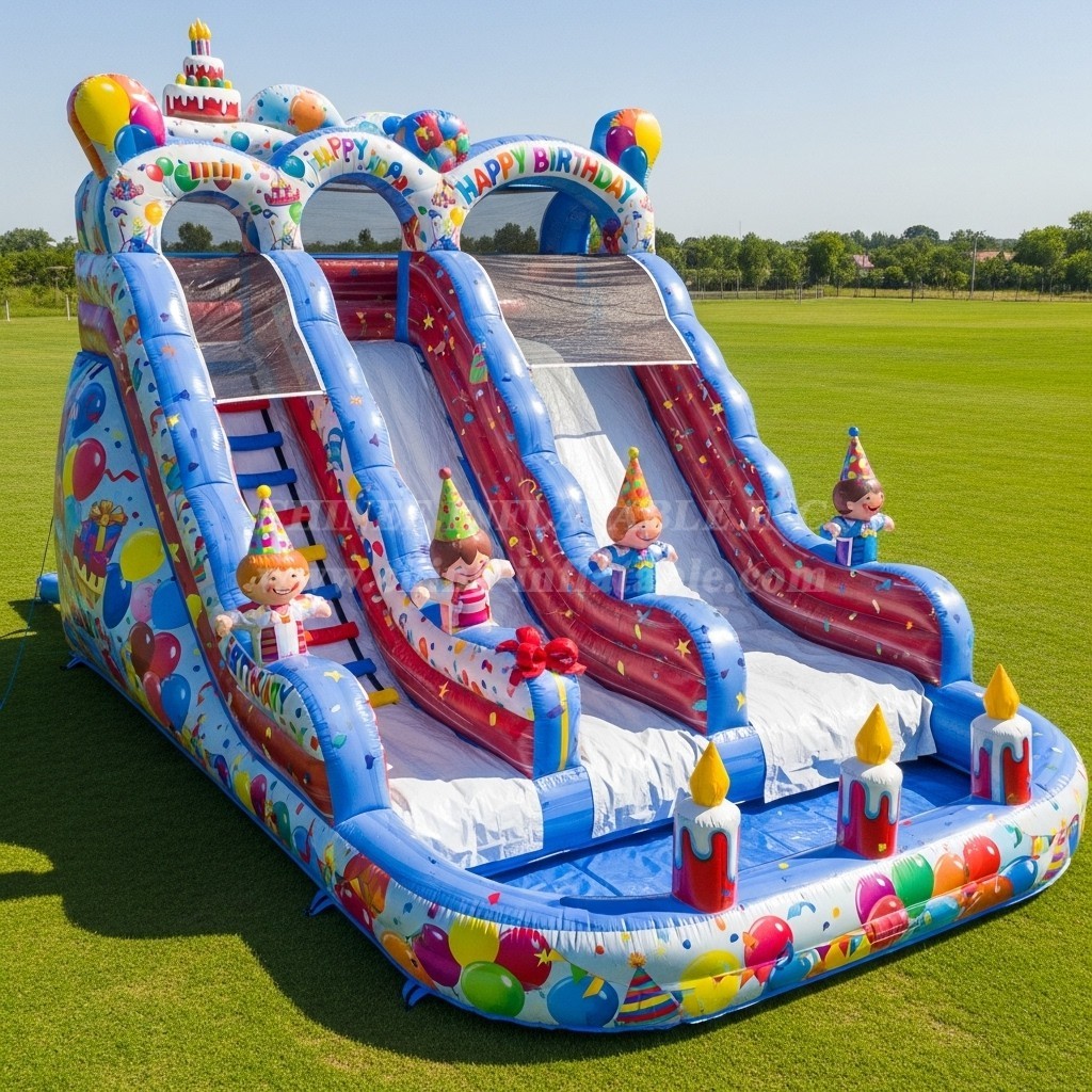 T8-9277 Birthdays Theme Inflatable Water Slide