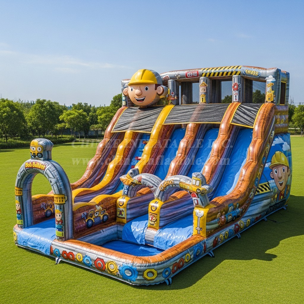 T8-9278 Bob the Builder Theme Inflatable Water Slide