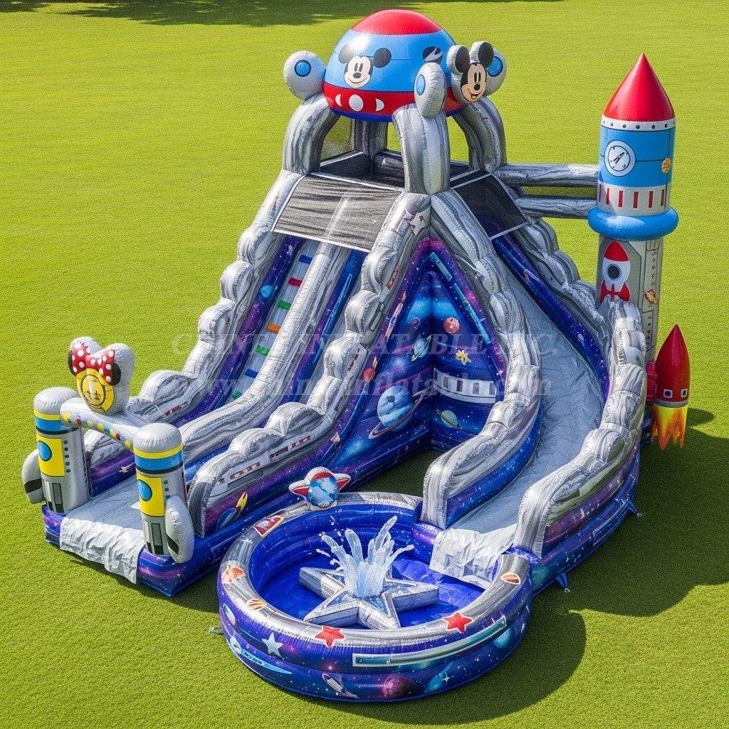 T8-9303 Mickey & Minnie Theme Inflatable Water Slide
