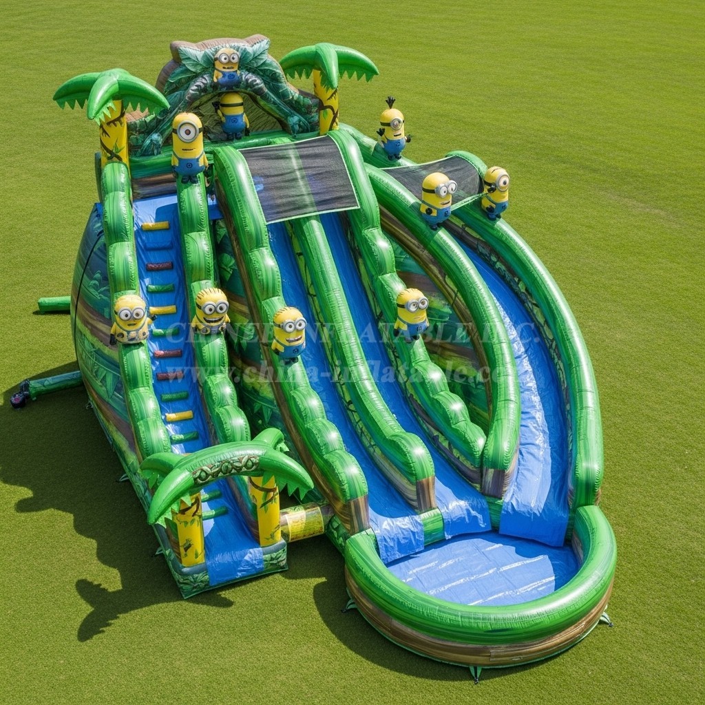 T8-9305 Minions Theme Inflatable Water Slide