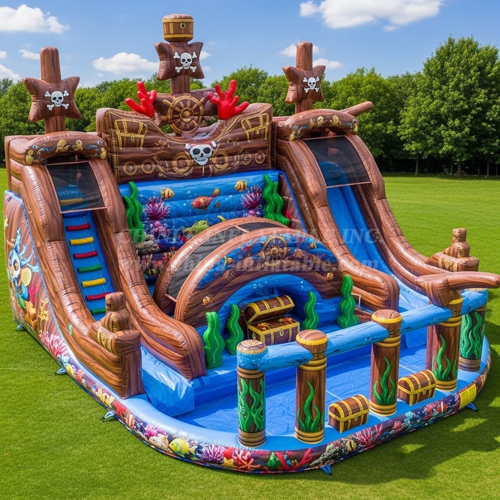 T8-9331 Pirates Theme Inflatable Water Slide