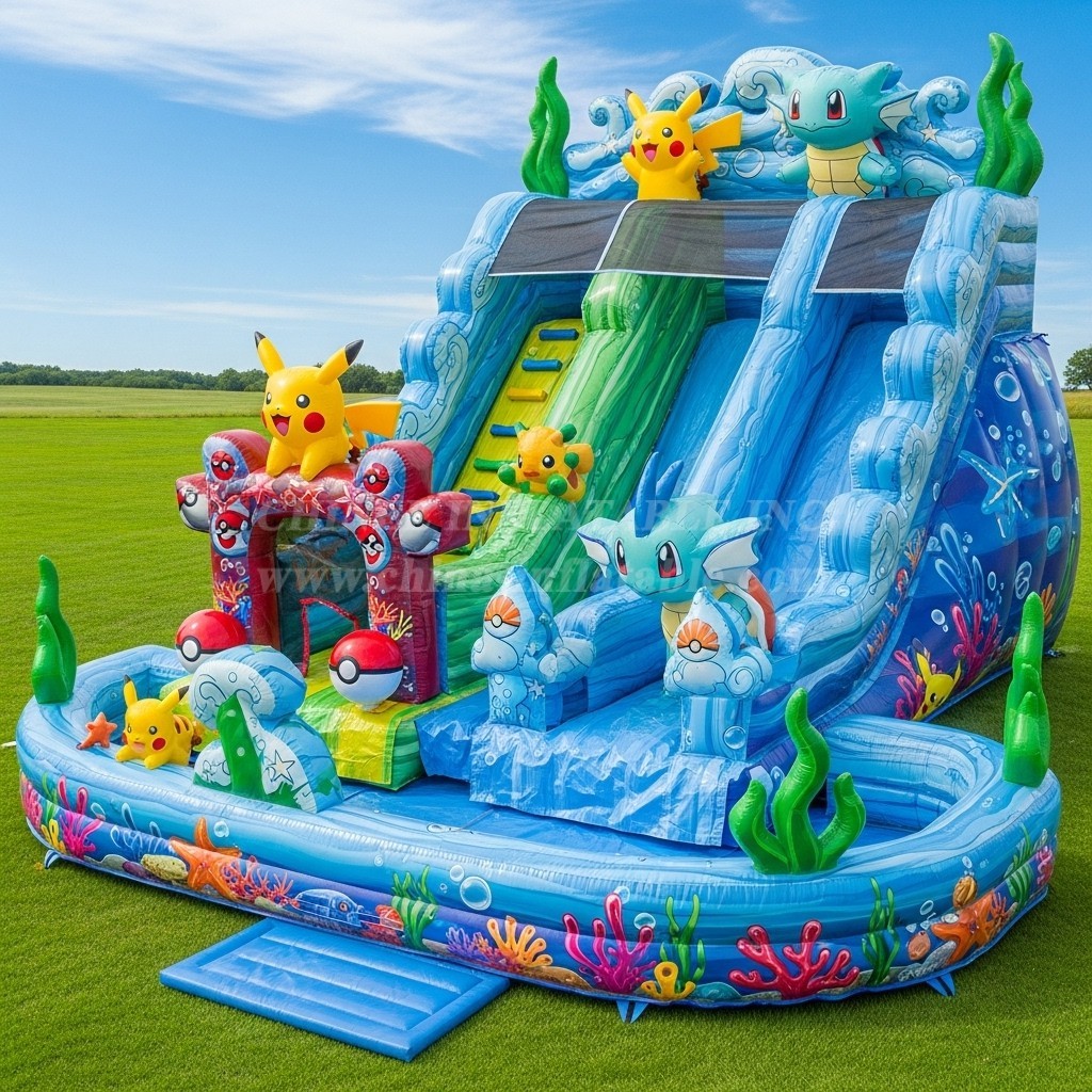 T8-9335 Pokemon Theme Inflatable Water Slide